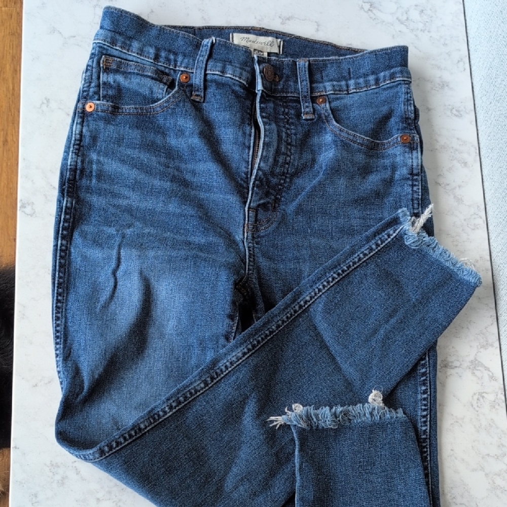 Madewell Distressed Blue Ankle Jeans